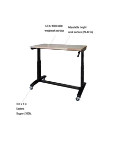 Husky 46 in. W x 24 in. D Steel Adjustable Height Solid Wood Top Workbench Table in Black -Deals Hand Tools Zone Store husky workbenches holt46xdb12 1d 1000