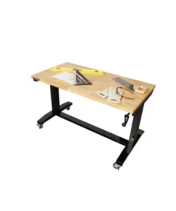 Husky 46 in. W x 24 in. D Steel Adjustable Height Solid Wood Top Workbench Table in Black -Deals Hand Tools Zone Store husky workbenches holt46xdb12 40 1000