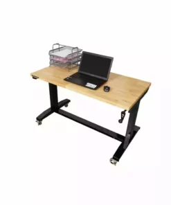 Husky 46 in. W x 24 in. D Steel Adjustable Height Solid Wood Top Workbench Table in Black -Deals Hand Tools Zone Store husky workbenches holt46xdb12 c3 1000
