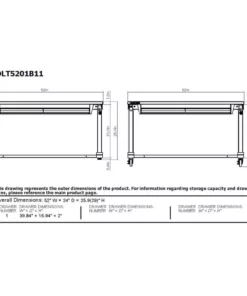 Husky 52 in.W x 24 in. D Steel 1-Drawer Adjustable Height Workbench with Dark Stained Wood Top in Gloss Black -Deals Hand Tools Zone Store husky workbenches holt5201b11 1d 1000