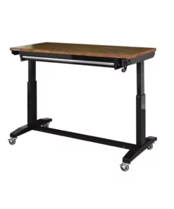 Husky 52 in.W x 24 in. D Steel 1-Drawer Adjustable Height Workbench with Dark Stained Wood Top in Gloss Black -Deals Hand Tools Zone Store husky workbenches holt5201b11 4f 1000