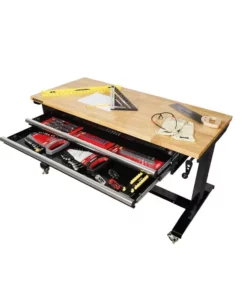 Husky 52 in. Adjustable Height Work Table with 2-Drawers in Black -Deals Hand Tools Zone Store husky workbenches holt5202b12 40 1000