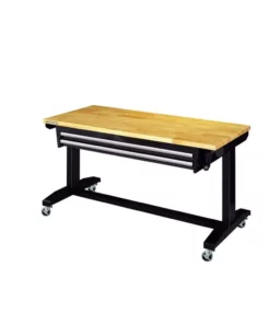 Husky 52 in. Adjustable Height Work Table with 2-Drawers in Black