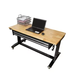 Husky 52 in. Adjustable Height Work Table with 2-Drawers in Black -Deals Hand Tools Zone Store husky workbenches holt5202b12 77 1000