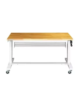Husky 52 in. W x 24 in. D Steel 2-Drawer Adjustable Height Solid Wood Top Workbench Table in White -Deals Hand Tools Zone Store husky workbenches holt5202bj2 1f 1000
