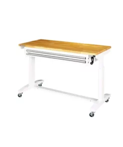 Husky 52 in. W x 24 in. D Steel 2-Drawer Adjustable Height Solid Wood Top Workbench Table in White -Deals Hand Tools Zone Store husky workbenches holt5202bj2 40 1000