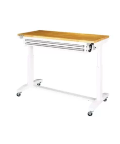 Husky 52 in. W x 24 in. D Steel 2-Drawer Adjustable Height Solid Wood Top Workbench Table in White -Deals Hand Tools Zone Store husky workbenches holt5202bj2 44 1000