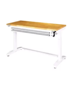 Husky 52 in. W x 24 in. D Steel 2-Drawer Adjustable Height Solid Wood Top Workbench Table in White -Deals Hand Tools Zone Store husky workbenches holt5202bj2 66 1000