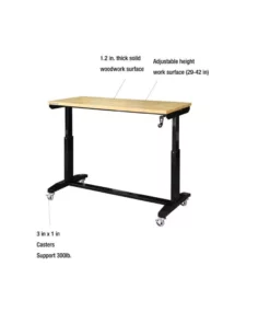 Husky 52 in. W x 24 in. D Adjustable Height Solid Wood Top Workbench Table in Black 19 Husky 52 in. W x 24 in. D Adjustable Height Solid Wood Top Workbench Table in Black -Deals Hand Tools Zone Store husky workbenches holt52xdb12 1d 1000