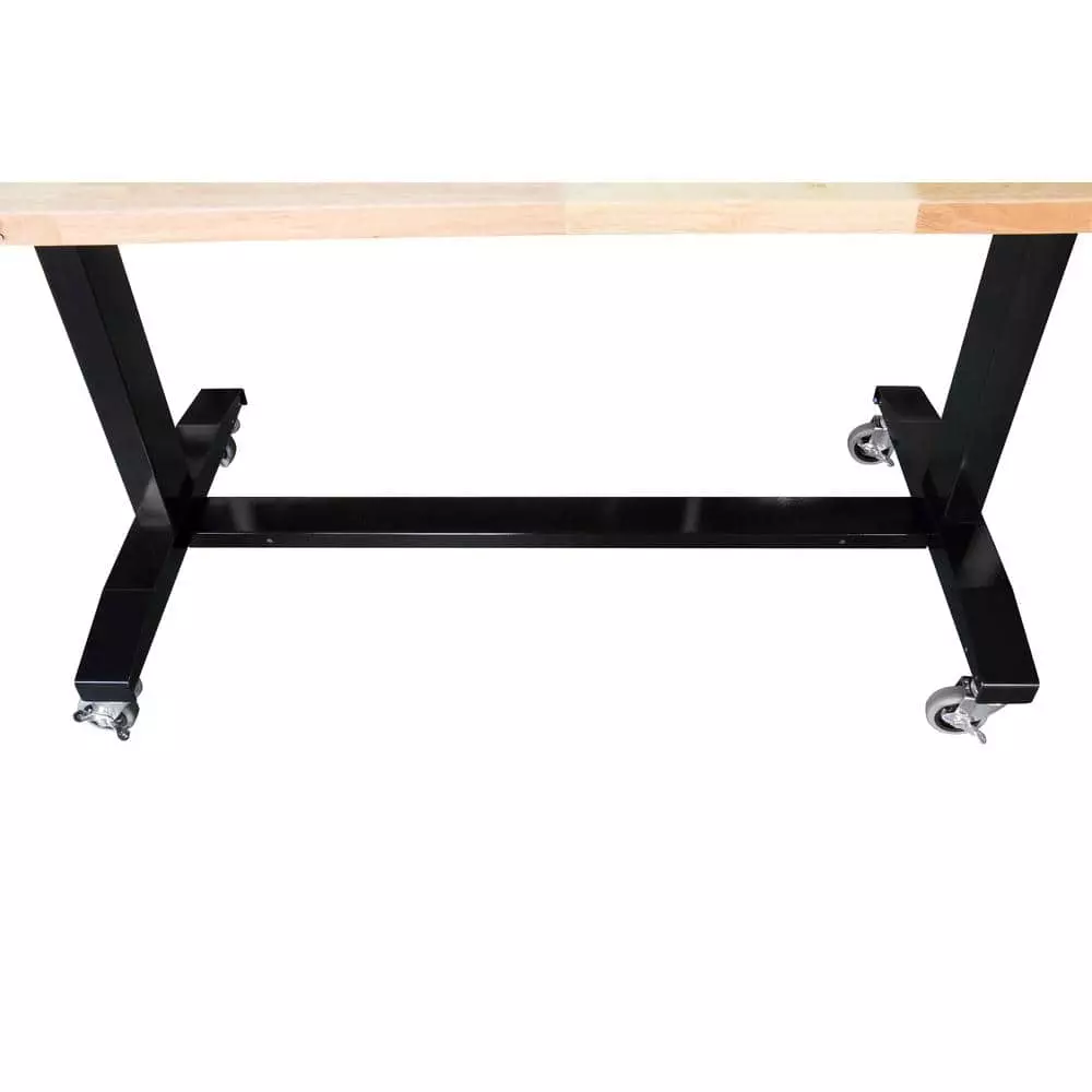 Husky 52 in. W x 24 in. D Adjustable Height Solid Wood Top Workbench Table in Black 11 Husky 52 in. W x 24 in. D Adjustable Height Solid Wood Top Workbench Table in Black - Image 9