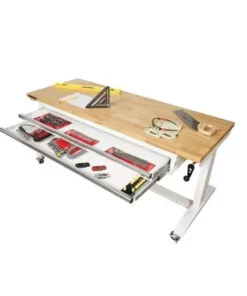 Husky 62 in. Adjustable Height Work with 2-Drawers Table in White -Deals Hand Tools Zone Store husky workbenches holt6202bj2 1d 1000