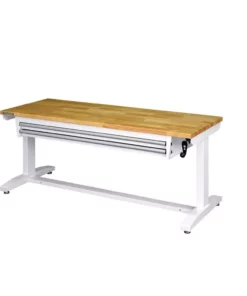 Husky 62 in. Adjustable Height Work with 2-Drawers Table in White