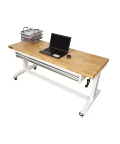 Husky 62 in. Adjustable Height Work with 2-Drawers Table in White -Deals Hand Tools Zone Store husky workbenches holt6202bj2 66 1000