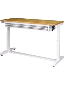 Husky 62 in. Adjustable Height Work with 2-Drawers Table in White -Deals Hand Tools Zone Store husky workbenches holt6202bj2 c3 1000