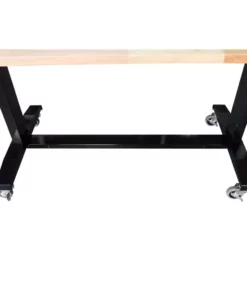 Husky 62 in. W x 24 in. D Adjustable Height Solid Wood Top Workbench Table in Black -Deals Hand Tools Zone Store husky workbenches holt62xdb12 1f 1000
