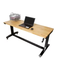 Husky 62 in. W x 24 in. D Adjustable Height Solid Wood Top Workbench Table in Black -Deals Hand Tools Zone Store husky workbenches holt62xdb12 40 1000