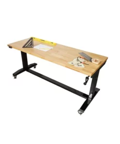 Husky 62 in. W x 24 in. D Adjustable Height Solid Wood Top Workbench Table in Black -Deals Hand Tools Zone Store husky workbenches holt62xdb12 c3 1000