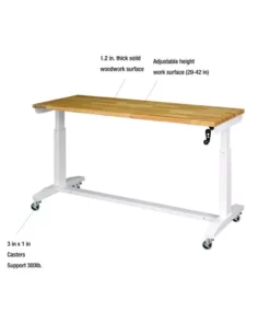 Husky 62 in. Adjustable Height Work Table in White -Deals Hand Tools Zone Store husky workbenches holt62xdbj2 a0 1000