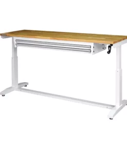 Husky 72 in. 2-Drawers Adjustable Height Work Table in White -Deals Hand Tools Zone Store husky workbenches holt7202bj2 1d 1000