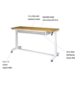 Husky 72 in. 2-Drawers Adjustable Height Work Table in White -Deals Hand Tools Zone Store husky workbenches holt7202bj2 a0 1000