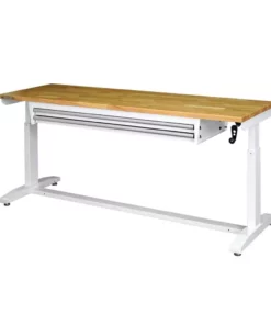 Husky 72 in. 2-Drawers Adjustable Height Work Table in White -Deals Hand Tools Zone Store husky workbenches holt7202bj2 c3 1000