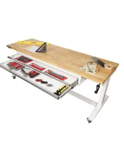 Husky 72 in. 2-Drawers Adjustable Height Work Table in White -Deals Hand Tools Zone Store husky workbenches holt7202bj2 d4 1000