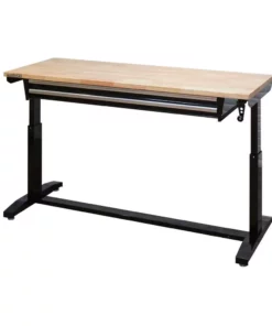 Husky 62 in. Adjustable Height Workbench Table with 2-Drawers in Black -Deals Hand Tools Zone Store husky workbenches hotl6202b12 1d 1000