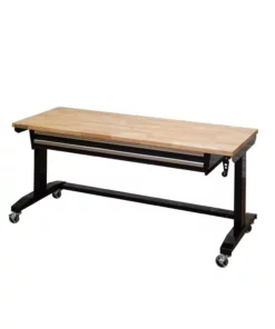 Husky 62 in. Adjustable Height Workbench Table with 2-Drawers in Black