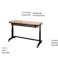 Husky 62 in. Adjustable Height Workbench Table with 2-Drawers in Black -Deals Hand Tools Zone Store husky workbenches hotl6202b12 a0 1000