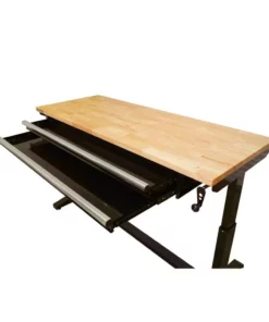 Husky 62 in. Adjustable Height Workbench Table with 2-Drawers in Black -Deals Hand Tools Zone Store husky workbenches hotl6202b12 d4 1000