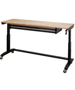 Husky 72 in. Adjustable Height Workbench Table with 2-Drawers in Black -Deals Hand Tools Zone Store husky workbenches hotl7202b12 1d 1000