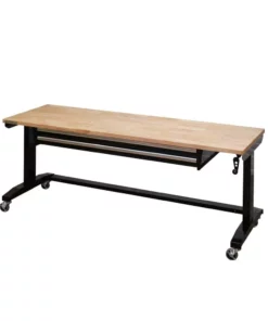 Husky 72 in. Adjustable Height Workbench Table with 2-Drawers in Black
