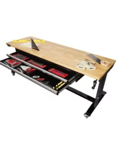 Husky 72 in. Adjustable Height Workbench Table with 2-Drawers in Black -Deals Hand Tools Zone Store husky workbenches hotl7202b12 77 1000
