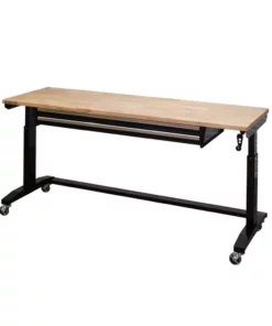 Husky 72 in. Adjustable Height Workbench Table with 2-Drawers in Black -Deals Hand Tools Zone Store husky workbenches hotl7202b12 c3 1000