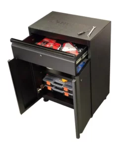 Husky Regular Duty Welded 24-Gauge Steel 1-Drawer 2-Door Garage Base Cabinet in Black (24 in. W x 33 in. H x 16 in. D) -Deals Hand Tools Zone Store matte black powder coating husky free standing cabinets g2401b us 1d 1000