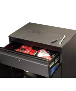 Husky Regular Duty Welded 24-Gauge Steel 1-Drawer 2-Door Garage Base Cabinet in Black (24 in. W x 33 in. H x 16 in. D) -Deals Hand Tools Zone Store matte black powder coating husky free standing cabinets g2401b us 44 1000