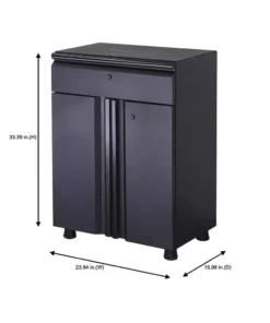 Husky Regular Duty Welded 24-Gauge Steel 1-Drawer 2-Door Garage Base Cabinet in Black (24 in. W x 33 in. H x 16 in. D) -Deals Hand Tools Zone Store matte black powder coating husky free standing cabinets g2401b us 76 1000
