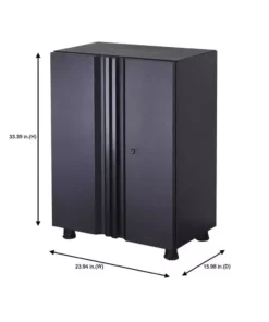 Husky Regular Duty Welded 24-Gauge Steel 2-Door Garage Base Cabinet in Black (24 in. W x 33 in. H x 16 in. D) -Deals Hand Tools Zone Store matte black powder coating husky free standing cabinets g2402b us 76 1000