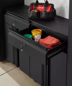 Husky Regular Duty Welded 24-Gauge Steel 1-Drawer 2-Door Garage Base Cabinet in Black (24 in. W x 33 in. H x 16 in. D) -Deals Hand Tools Zone Store matte black powder coating husky free standing cabinets h24bc1drw 66 1000