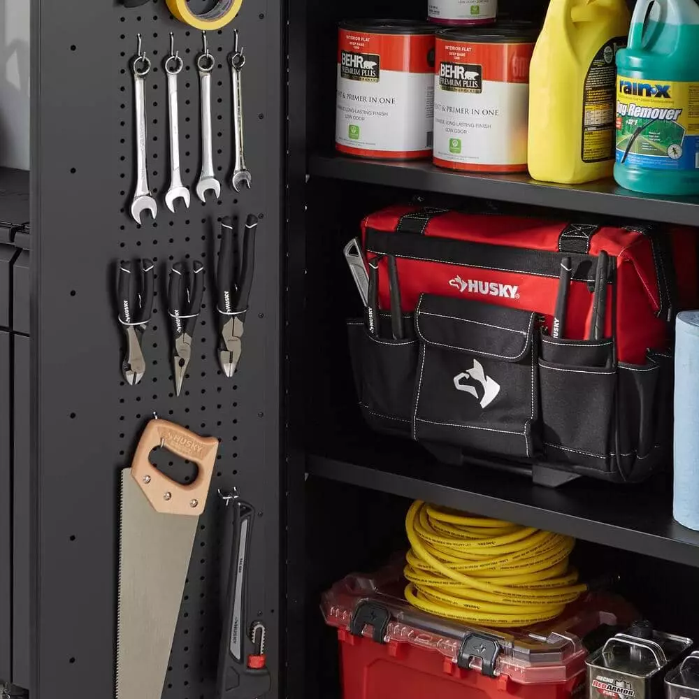 Husky Regular Duty Welded 24-Gauge Steel Freestanding Garage Cabinet in Black (31 in. W x 75 in. H x 20 in. D) 8 Husky Regular Duty Welded 24-Gauge Steel Freestanding Garage Cabinet in Black (31 in. W x 75 in. H x 20 in. D) - Image 6