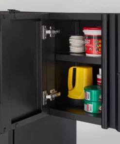 Husky Regular Duty Welded 24-Gauge Steel Wall Mounted Garage Cabinet in Black (24 in. W x 18 in. H x 12 in. D) -Deals Hand Tools Zone Store matte black powder coating husky wall mounted cabinets h24wcab 77 1000
