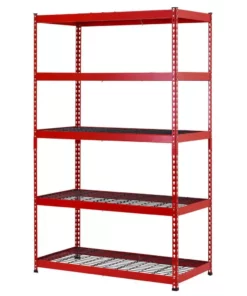 Husky 5-Tier Heavy Duty Steel Garage Storage Shelving Unit in Red (48 in. W x 78 in. H x 24 in. D) -Deals Hand Tools Zone Store red black husky freestanding shelving units mr482478w5 r 40 1000