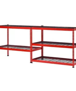 Husky 5-Tier Heavy Duty Steel Garage Storage Shelving Unit in Red (48 in. W x 78 in. H x 24 in. D) -Deals Hand Tools Zone Store red black husky freestanding shelving units mr482478w5 r 4f 1000