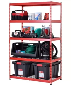 Husky 5-Tier Heavy Duty Steel Garage Storage Shelving Unit in Red (48 in. W x 78 in. H x 24 in. D)