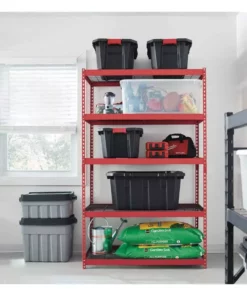 Husky 5-Tier Heavy Duty Steel Garage Storage Shelving Unit in Red (48 in. W x 78 in. H x 24 in. D) -Deals Hand Tools Zone Store red black husky freestanding shelving units mr482478w5 r 66 1000