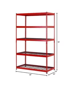 Husky 5-Tier Heavy Duty Steel Garage Storage Shelving Unit in Red (48 in. W x 78 in. H x 24 in. D) -Deals Hand Tools Zone Store red black husky freestanding shelving units mr482478w5 r a0 1000