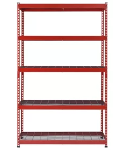 Husky 5-Tier Heavy Duty Steel Garage Storage Shelving Unit in Red (48 in. W x 78 in. H x 24 in. D) -Deals Hand Tools Zone Store red black husky freestanding shelving units mr482478w5 r c3 1000