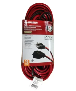 Husky 50 ft. 16/3 Medium-Duty Indoor/Outdoor Extension Cord, Red and Black
