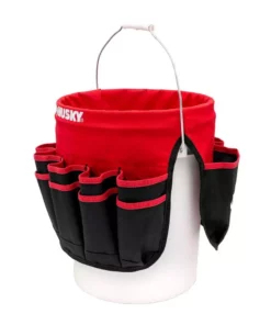 Husky 12 in. 30 Pocket Heavy Duty Bucket Jockey 5 Gallon In-Bucket Storage Tool Bag -Deals Hand Tools Zone Store red black husky tool bags hd10030 th c3 1000