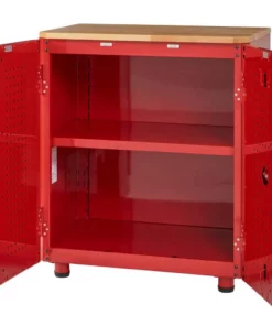 Husky Ready-to-Assemble 24-Gauge Steel 2-Door Garage Base Cabinet in Red (28 in. W x 32 in. H x 18 in. D) -Deals Hand Tools Zone Store red husky free standing cabinets g2802br us 1d 1000